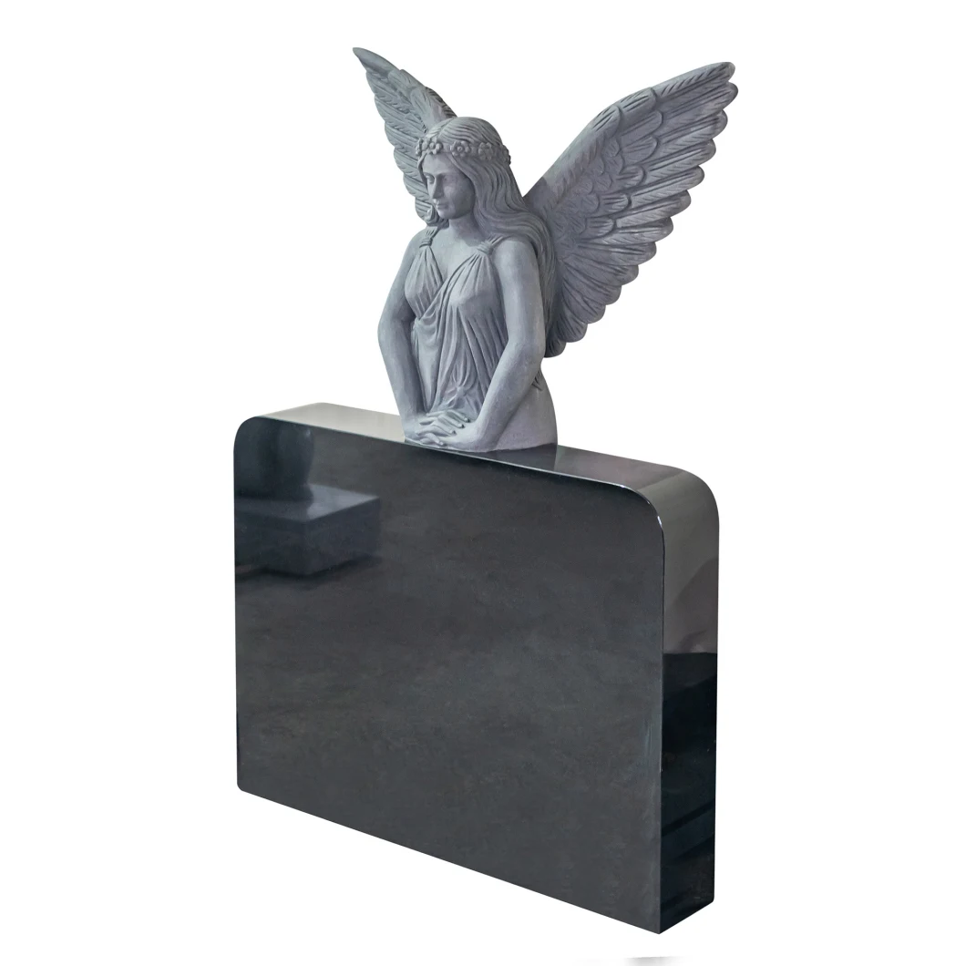 Abstract Shape Absolute Black and Grey White Granite Tombstone