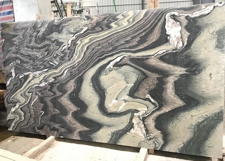 Landscape Wave Vein Green Purple Kinawa Violet Marble for Interior and Exterior Wall Floor