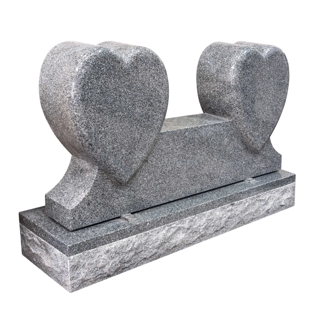 Abstract Shape Absolute Black and Grey White Granite Tombstone